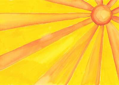 太阳 阳光灿烂 阳光 太阳光线 水彩 绘图 绘画