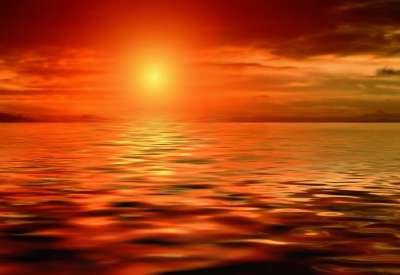 日落 光 反射 太阳 水 湖 海 云