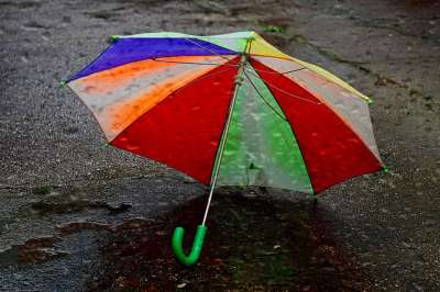 儿童保护伞 雨伞 老的 雨 下雨 湿的 落下 秋天的 具体的