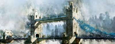塔桥 水彩 桥 英国 城市 旅游 旅行 画画 塔 地标 英语