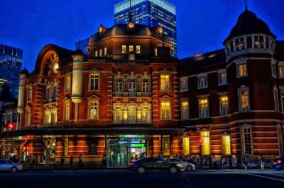 东京 日本 城市 城市的 夜晚 晚上 火车站 旅行 运输