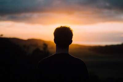 人们 男人 轮廓 独自的 阴影 日落 云