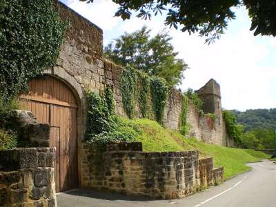 Figeac 法国 城堡 堡垒 老的 历史的 地标 石头 草