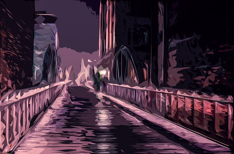 纹理, 摘要, 背景, 城市, 街, 夜晚, 桥