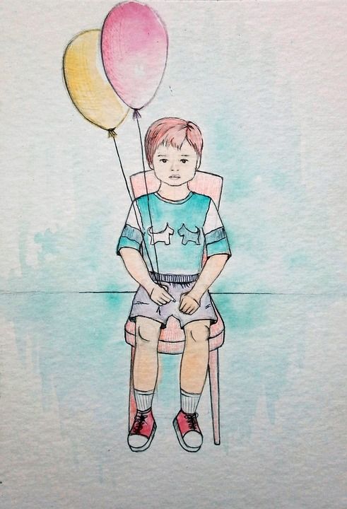 生日快乐 生日快樂 婴儿 男孩 画画 水彩 气球 椅子 绘画