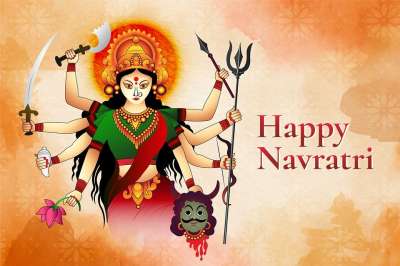 杜尔加 纳夫拉特里 印度教 节日 庆典 快乐的 Navratri