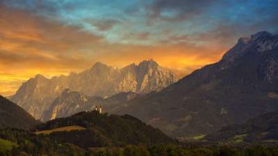 高山 山 日落 阿尔卑斯山 多山 山景观 山谷 景观 自然