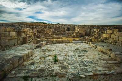 塞浦路斯 Kourion 景观 天空 云 古老的 地点 地中海
