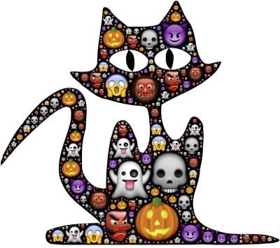 猫 万圣节 表情符号 可怕的 可怕 幽灵般的 图标 象征 假期