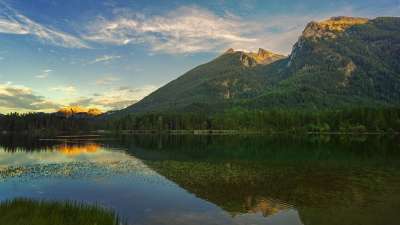 湖 山 自然 景观 阿尔卑斯山 水 Hintersee 巴伐利亚