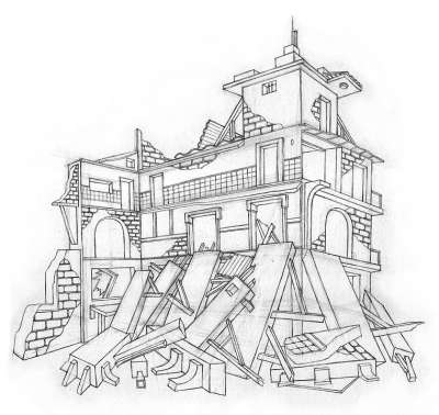 房子 废墟 画画 设计 破坏 建造