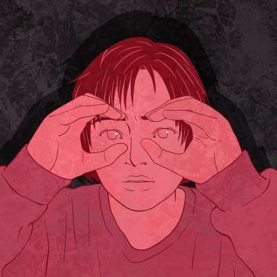 漫画 绘画 女孩 想象 手 眼睛 看