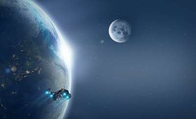 飞船 行星 星系 空间 向前 宇宙 星星 科幻 星云 背景