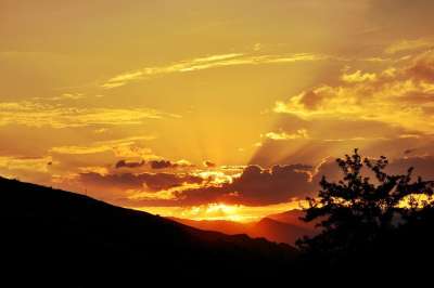 日落 黎明 太阳 自然 看法 Kaçkars 景观自然 草 山