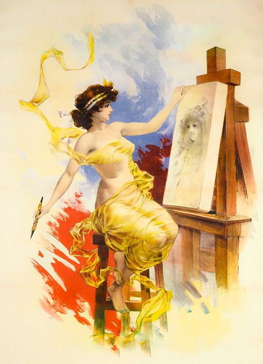 吉普赛人 波西米亚风 放荡不羁的 女孩 女士 画家 画架 绘画