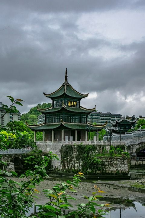 建筑 旅游 建筑物 天空 户外 甲秀楼 贵阳 古建筑 景点