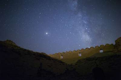 大篷车 夜空 波斯建筑 纪念碑 伊朗 库姆省 旅行 旅游 结构