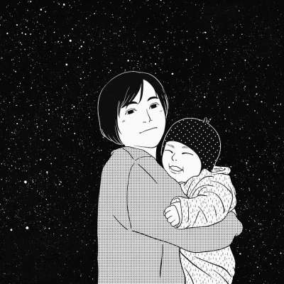漫画 绘画 幻想 创造力 黑和白 免费插画师 母亲 孩子 男孩