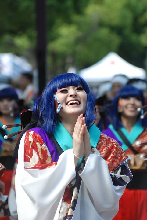 微笑 日本 快乐的 Yosakoi 日本人 节日