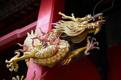 龙 红色 雕塑 中国人 宗教 和平 旅行 上帝 摄影 审美的
