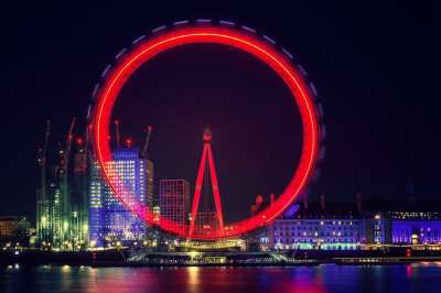 伦敦眼 伦敦 夜晚 光 长时间曝光 摩天轮 英国 地标 旅游