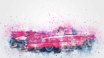 车 旧车 艺术 抽象 水彩 优质的 艺术的 T恤 水彩画