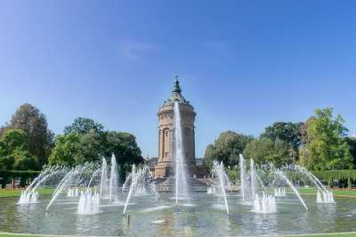 曼海姆 水塔 喷泉 公园 塔 历史的 地标 旅游景点 城市的