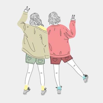 女性 朋友们 时尚 时髦 V号 手势 友谊 一起 风格 女孩们