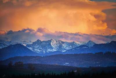 山 全景 雪 日落 旅行 天堂 前夕 景观 黄昏