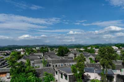 贵阳 青岩古镇 花溪 瓦房 晴天 蓝天白云 小镇鸟瞰 景点 旅游