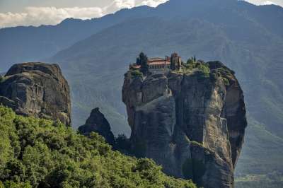 流星雨 希腊 修道院 景观 山 自然 岩石 旅行 宗教 正统
