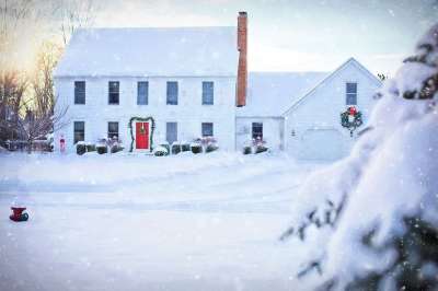 圣诞屋 白宫 冬天 雪 下雪的 装饰 圣诞节 假期 白色的