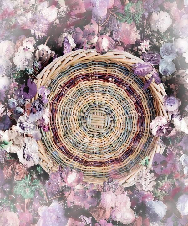 篮子 婴儿背景 婴儿摄影的背景 鲜花 干花 数码背景摄影 数字背景