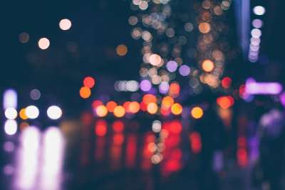 夜晚 灯 模糊 黑暗的 城市 街道 道路 蓝道 蓝色的晚上