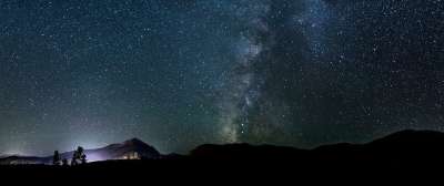 星系 天空 夜晚 星星 空间 山 树木 景观 蓝色的星系