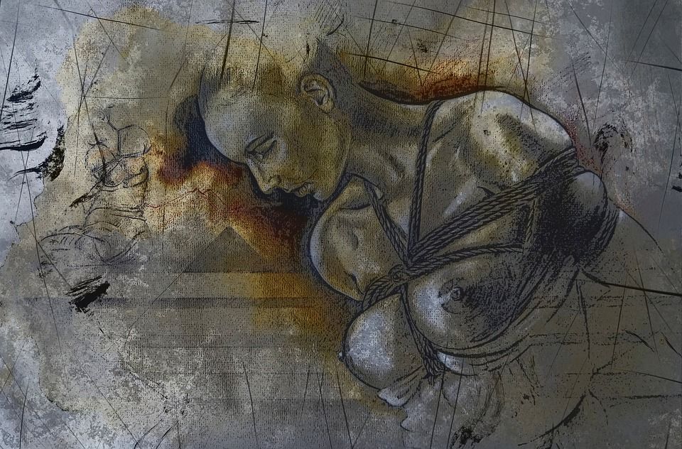 行为, 束缚, , 女士, 裸, , 画画, , 性倾向, 艺术