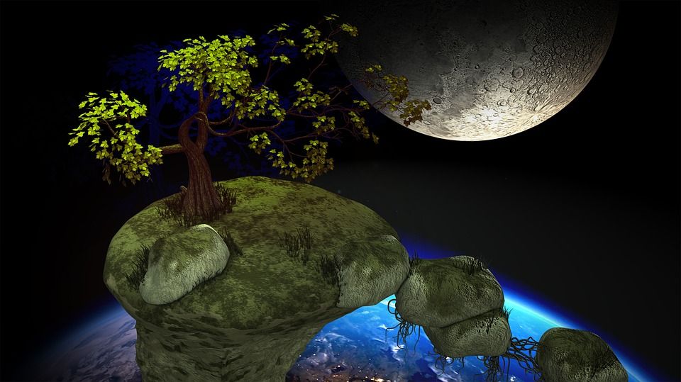 陨石, 卫星, 空间, 童话, 旅行, 宇宙, 想像力, 月亮, 星星, 地球
