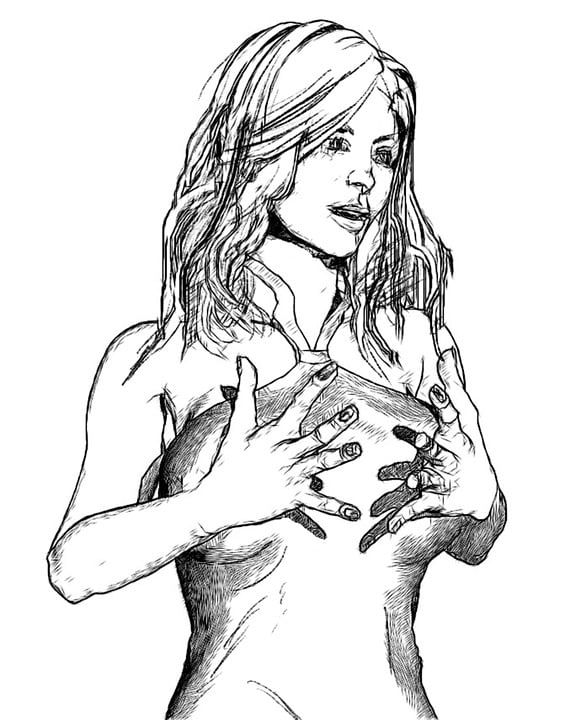 女士 年轻女子 漫画 画画 年轻 女孩 美丽的 脸 头发 鬃毛