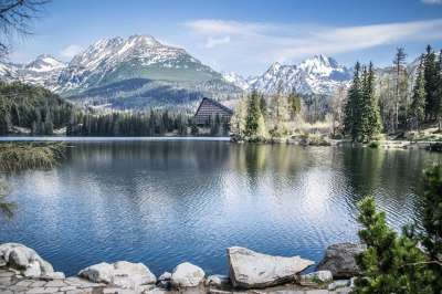 Štrbské Pleso 湖 高塔特拉 全景 山 自然