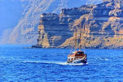 希腊 圣托里尼 海滩 太阳 假期 夏天 休息 海岸 水 海