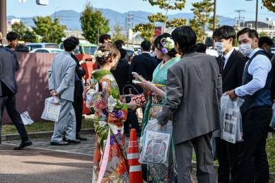 时尚 和服 风笛 人们 女性 日本 文化 传统 成人仪式 人群