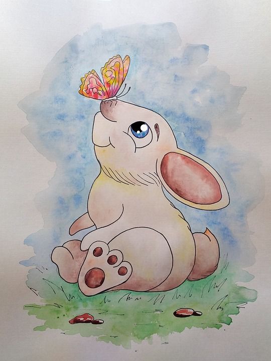 兔子 故事 童年 水彩 绘画 儿童插画 蝴蝶 历史 想像力