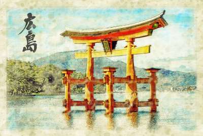 日本 寺庙 水 广岛 结构 禅 旅行 传统的 神社 著名的