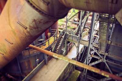 建筑学 钢厂 厂区建设 老的 工厂 行业 工业建筑 弃 钢铁生产