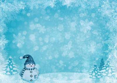 圣诞主题 圣诞贺卡 雪人 雪景 圣诞节 枞树 寒冷的 雪 可爱的
