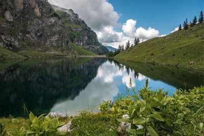 高山湖泊 水库 景观 山 阿尔卑斯山 瑞士 反射 踪迹 远足