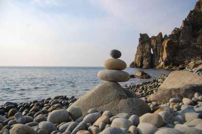克里米亚 阿育达格 黑海 海 海滩 鹅卵石 景观 湾