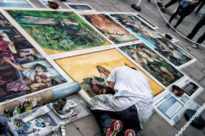 艺术家 绘画 街道 伦敦 装饰 街头艺人 成人 男性 画 娱乐
