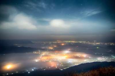 日本 熊本 麻生太郎 云 Somma 海的云 夜晚 光 火山口