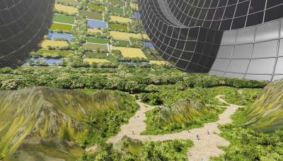 太空殖民地 空间站 科幻 技术 未来 树木 领域 人类殖民地
